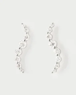 Joyas Con Diamantes|Joyas De Oro Blanco 18K-PDPAOLA Pendientes stud de diamantes y oro blanco Venus