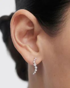 Joyas Con Diamantes|Joyas De Oro Blanco 18K-PDPAOLA Pendientes stud de diamantes y oro blanco Venus