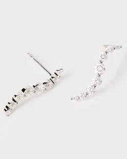 Joyas Con Diamantes|Joyas De Oro Blanco 18K-PDPAOLA Pendientes stud de diamantes y oro blanco Venus