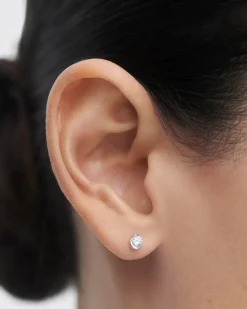 Joyas Con Diamantes|Joyas De Oro Blanco 18K-PDPAOLA Pendientes stud de diamantes y oro blanco Delia