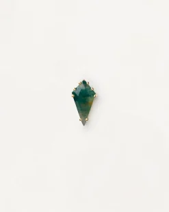 Piercings Con Piedras Semipreciosas|Pendientes Rosca Individuales-PDPAOLA Piercing oreja Akiro con Ágata Verde