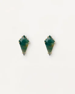 Piercings Con Piedras Semipreciosas|Pendientes Rosca Individuales-PDPAOLA Piercing oreja Akiro con Ágata Verde