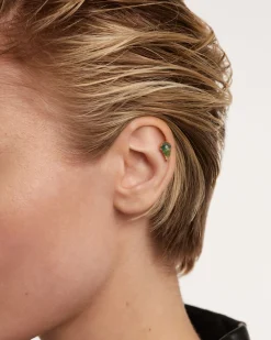 Piercings Con Piedras Semipreciosas|Pendientes Rosca Individuales-PDPAOLA Piercing oreja Akiro con Ágata Verde