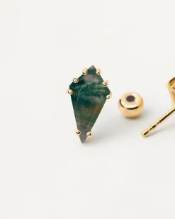 Piercings Con Piedras Semipreciosas|Pendientes Rosca Individuales-PDPAOLA Piercing oreja Akiro con Ágata Verde