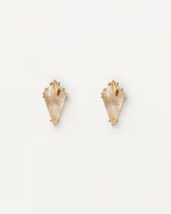 Piercings Con Piedras Semipreciosas|Pendientes Rosca Individuales-PDPAOLA Piercing oreja Akiro con Cuarzo Rutilado