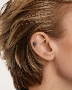Piercings Con Piedras Semipreciosas|Pendientes Rosca Individuales-PDPAOLA Piercing oreja Akiro con Sodalita
