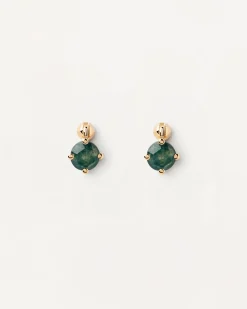 Piercings Con Piedras Semipreciosas|Pendientes Rosca Individuales-PDPAOLA Piercing oreja Kimi con Ágata Verde