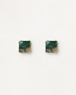 Piercings Con Piedras Semipreciosas|Pendientes Rosca Individuales-PDPAOLA Piercing oreja Suki con Ágata Verde
