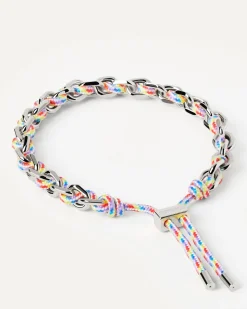 Pulseras De Cadena|Pulseras De Plata-PDPAOLA Pulsera Cordón y Cadena Prisma