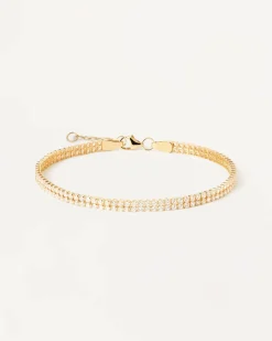 Joyas Con Diamantes|Joyas De Oro 18K-PDPAOLA Pulsera de diamantes y oro amarilllo Double Tennis